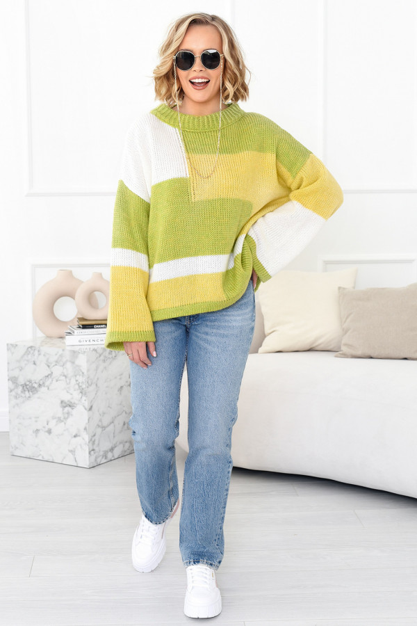 Kolorowy sweter Emilia limonkowo-cytrynowy