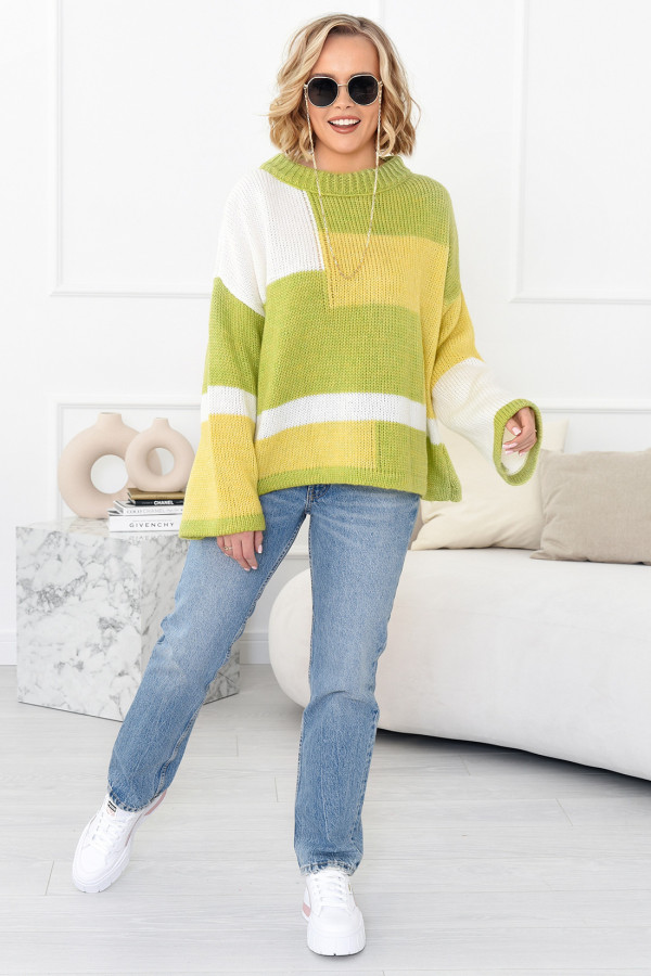 Kolorowy sweter Emilia limonkowo-cytrynowy 1