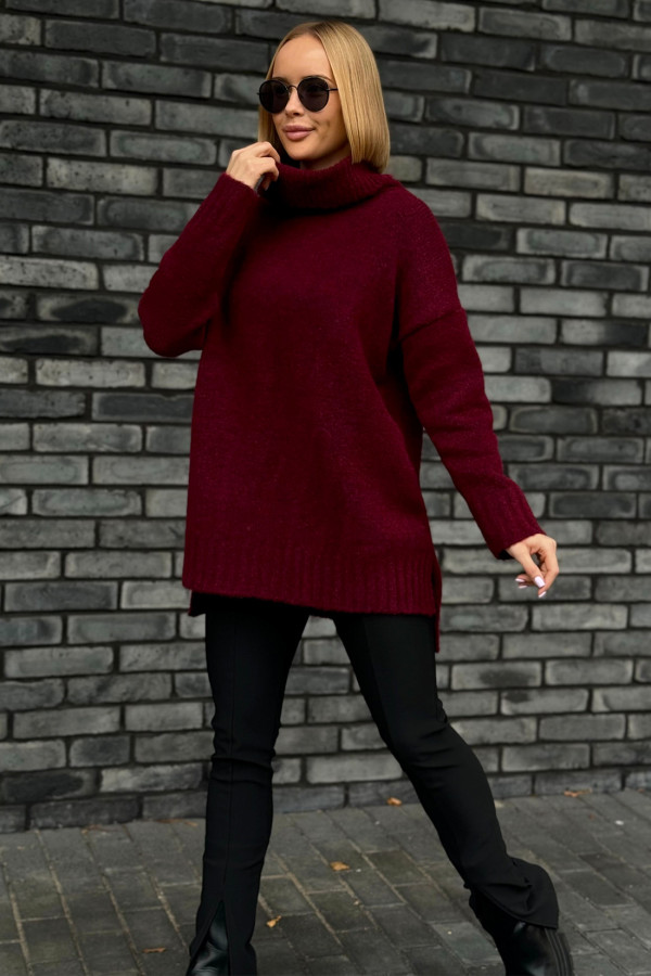 Sweter z golfem Anna Burgund