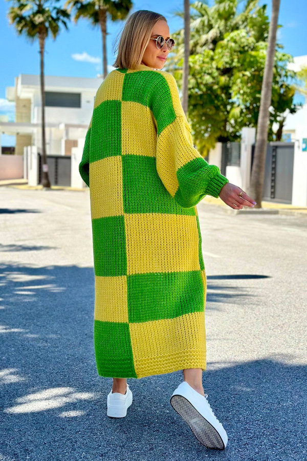 Długi kardigan oversize Agnes Trawa-cytryna 4