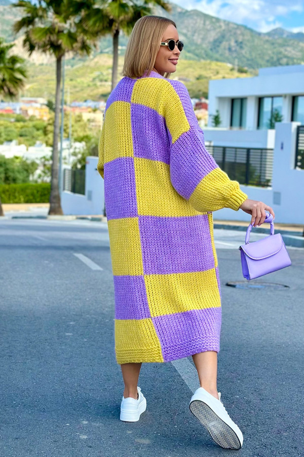 Długi kardigan oversize Agnes Cytryna-lila 5