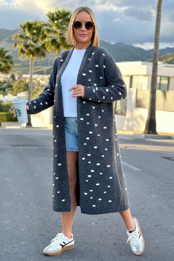 Długi kardigan oversize Ellen Grafit