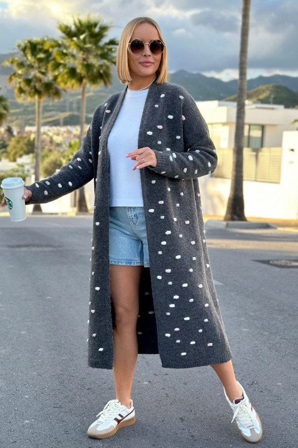 Długi kardigan oversize Ellen Grafit 3