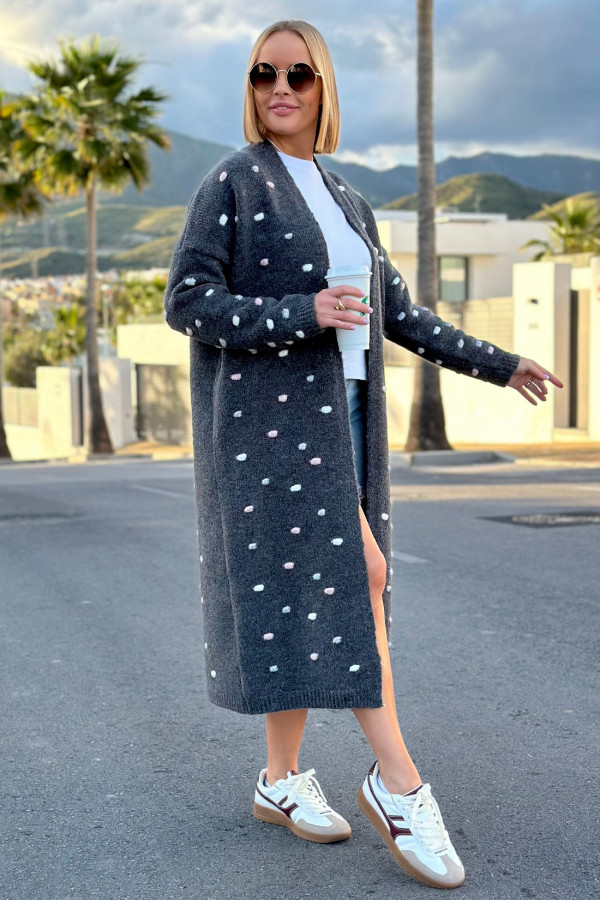 Długi kardigan oversize Ellen Grafit 4