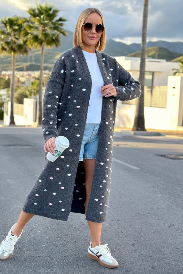 Długi kardigan oversize Ellen Grafit 5