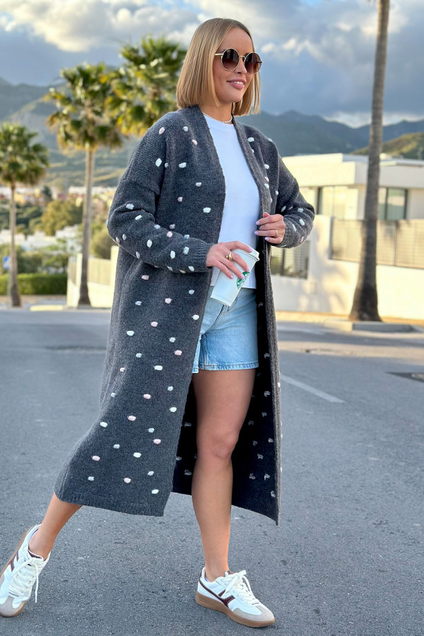 Długi kardigan oversize Ellen Grafit 6