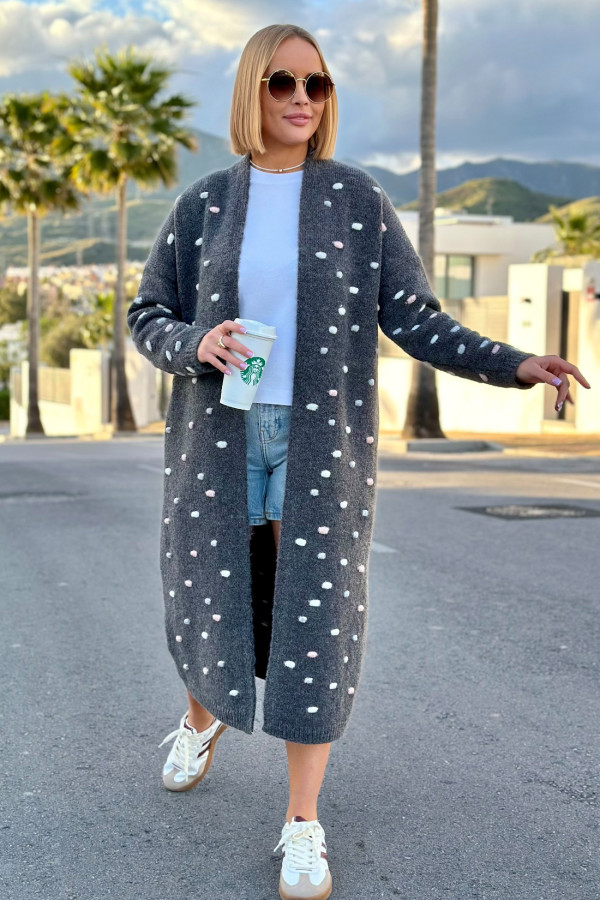 Długi kardigan oversize Ellen Grafit 8