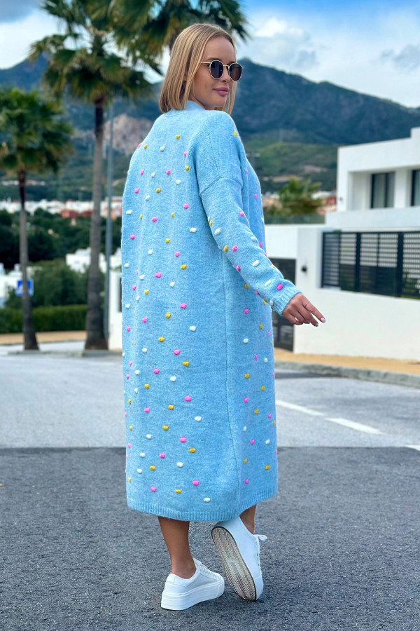 Długi kardigan oversize Ellen Błękit 3