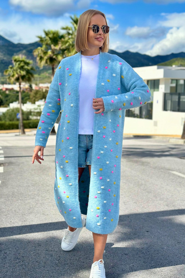Długi kardigan oversize Ellen Błękit 2