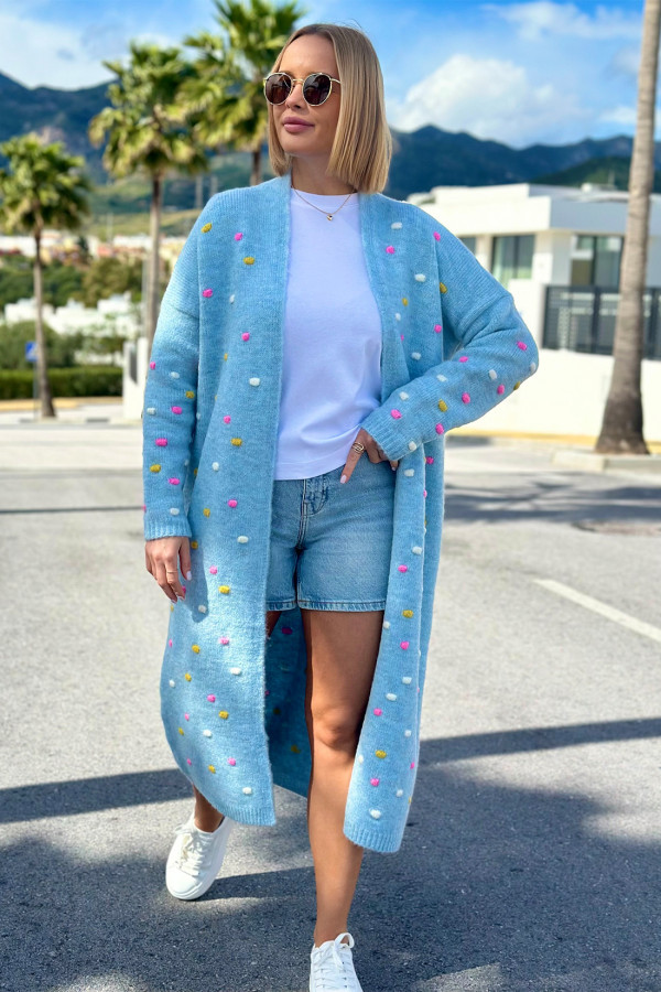 Długi kardigan oversize Ellen Błękit 4