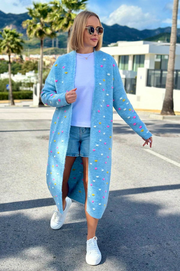 Długi kardigan oversize Ellen Błękit 5