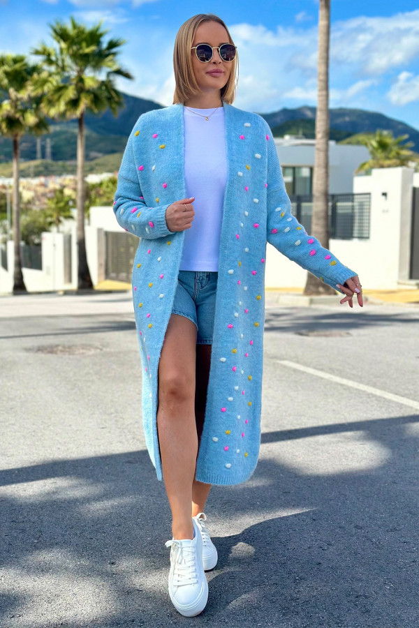 Długi kardigan oversize Ellen Błękit 1