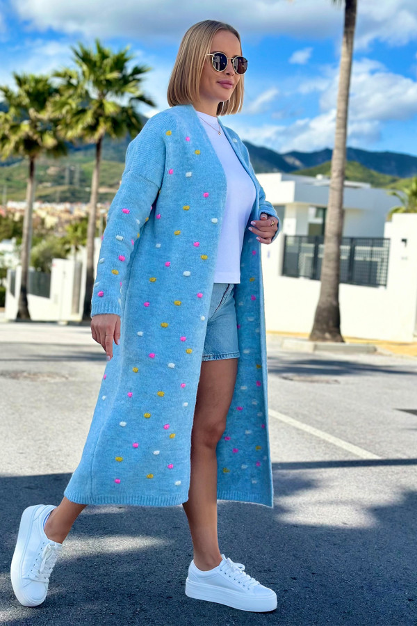 Długi kardigan oversize Ellen Błękit 6