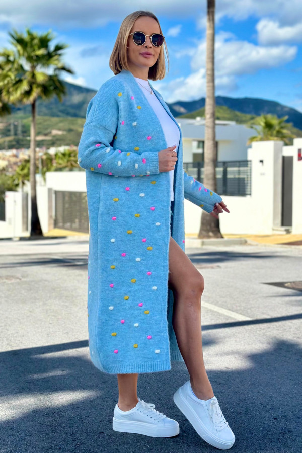 Długi kardigan oversize Ellen Błękit 7