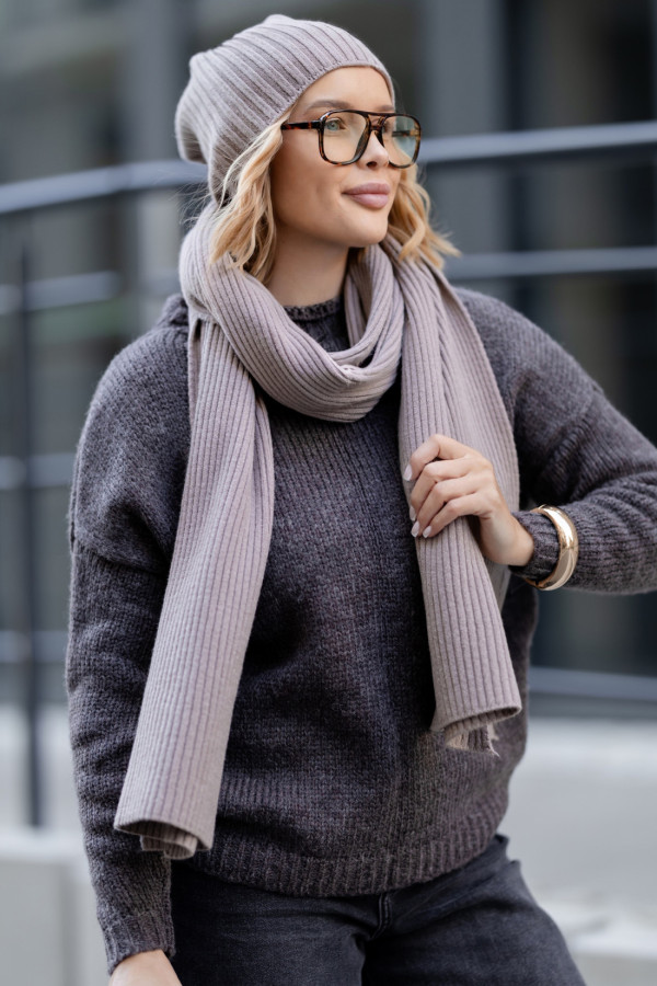 Komplet Elsa Czapka + Szal Cappuccino 3