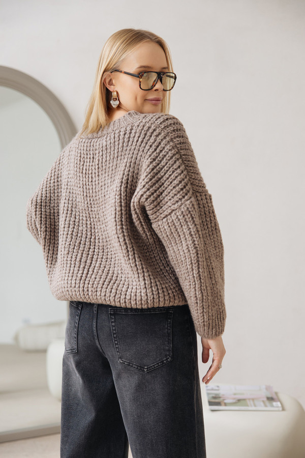Sweter z dekoltem w serek Isabella Kakao 2