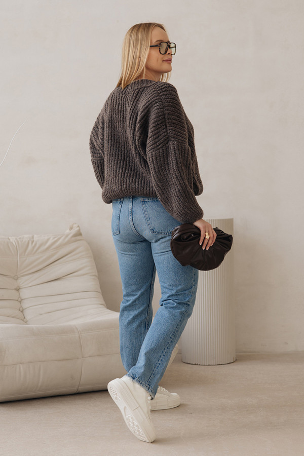 Sweter z dekoltem w serek Isabella Ciemne Kakao 2